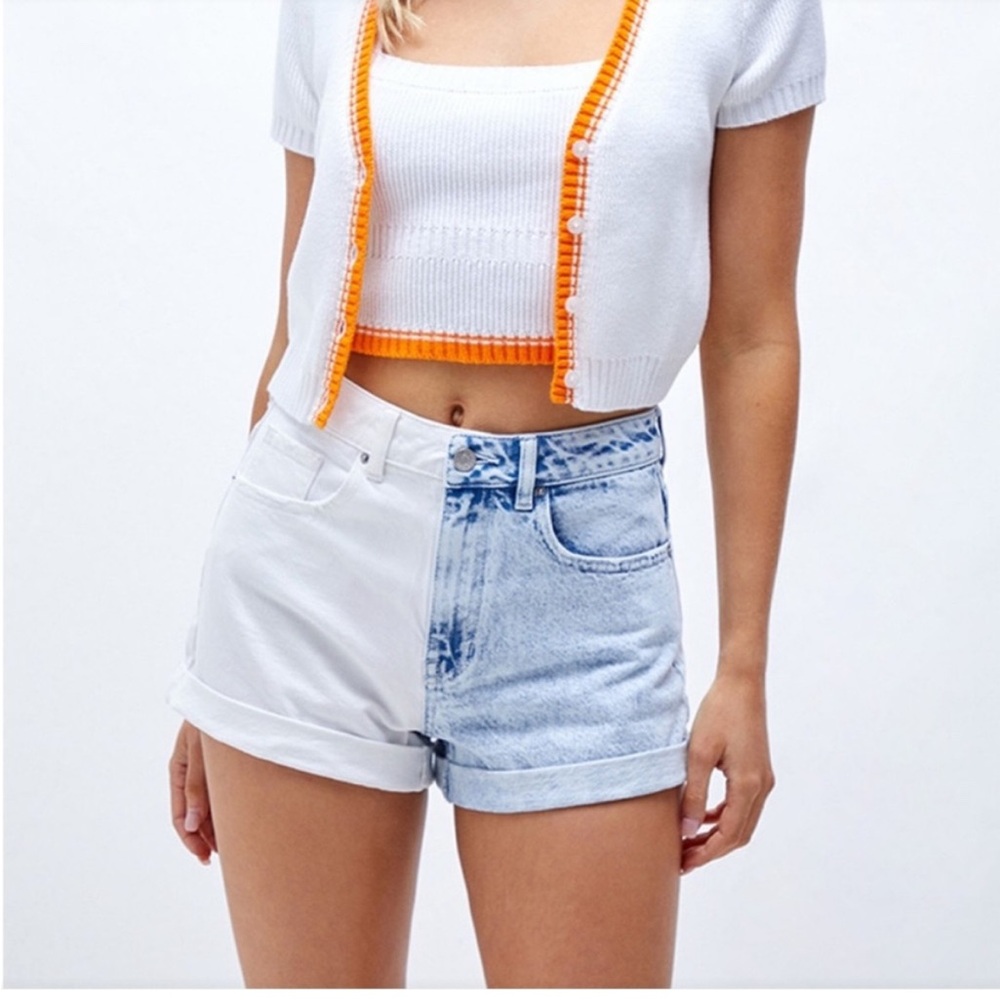 PacSun High Waist Two-Tone Denim and White Shorts